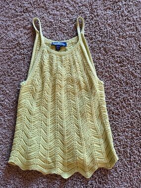 Freshman lime / yellow Knit Crochet Chevron Tank Top size 8/10